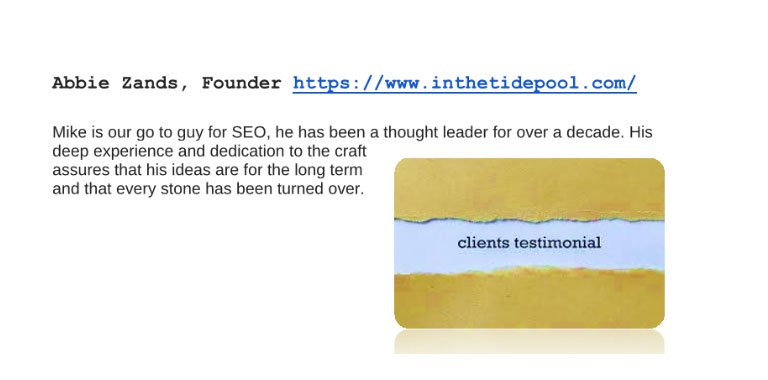 In The Tidepool Testimonial